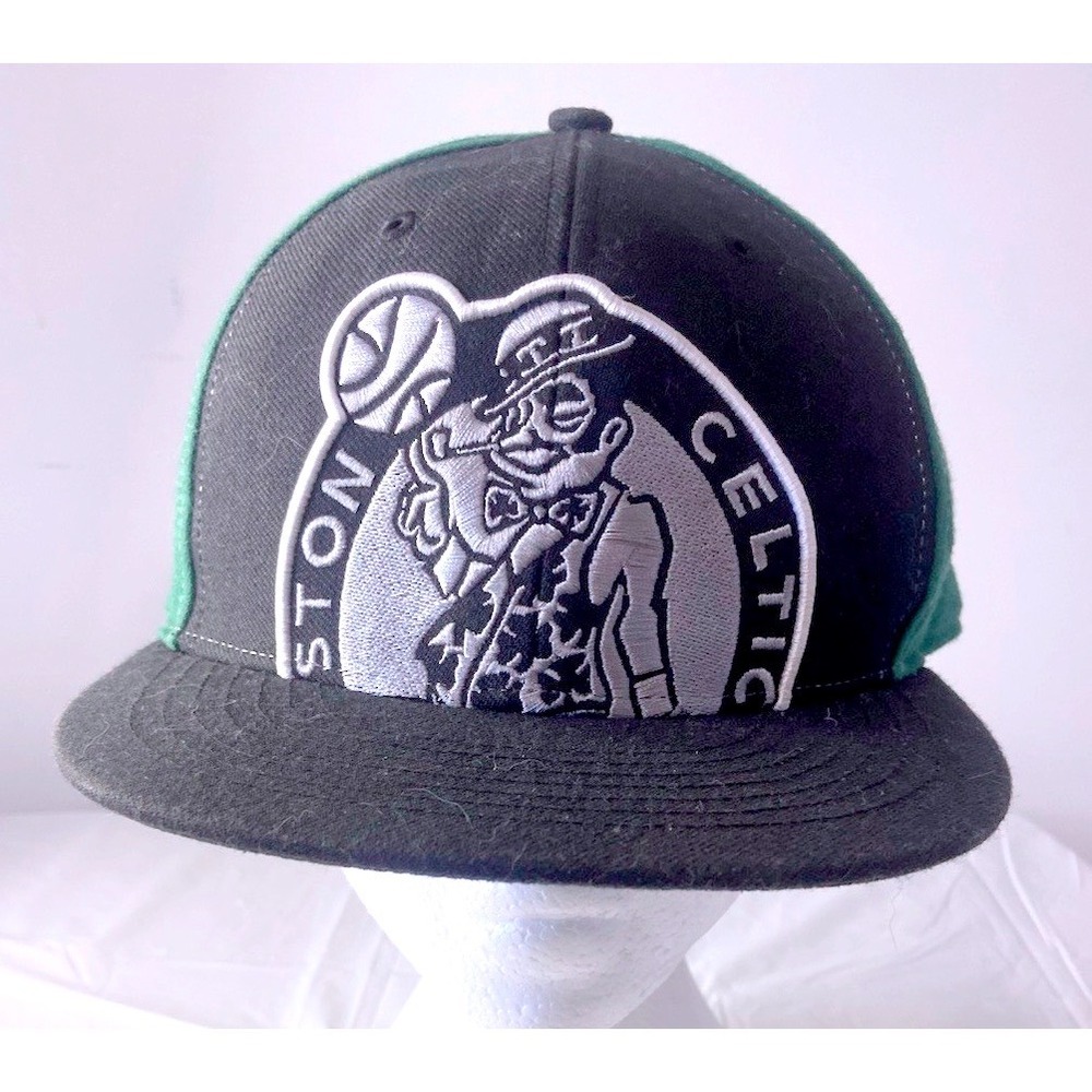 47 Brand Boston Celtics Snapback Hat Hardwood Classics Black Green Lucky Logo